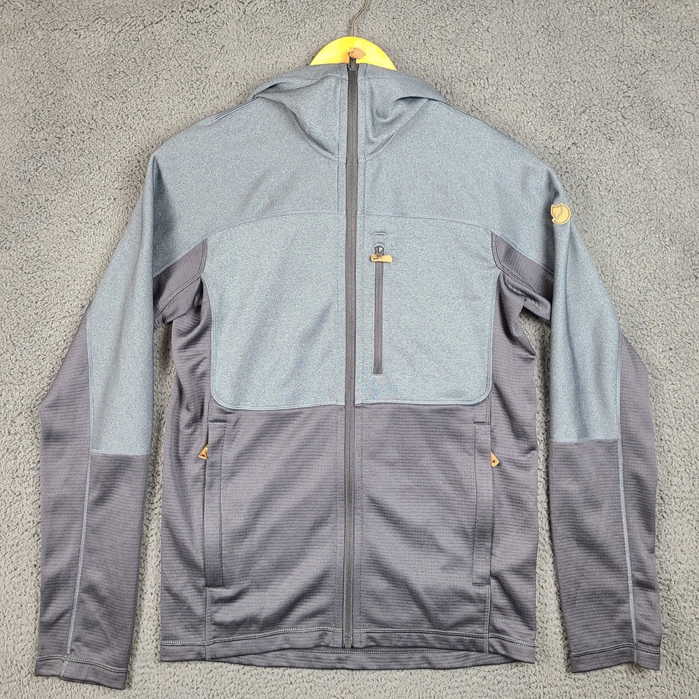 Fjallraven Abisko Trail Fleece Hoodie Mens Small Gray Full Zip Jacket 82257